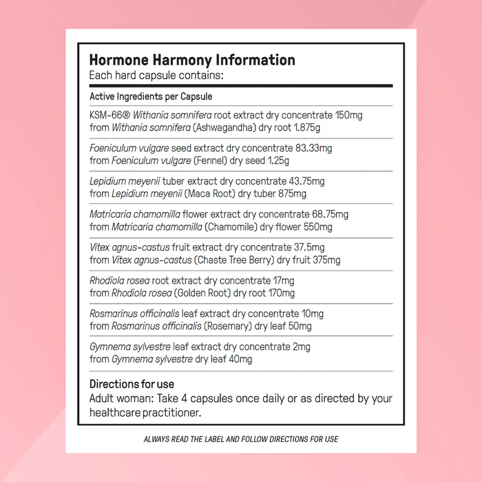Hormone Harmony 96 plant-based capsules per jar